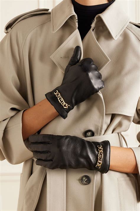 gucci gold leather gloves|net a porter Gucci gloves.